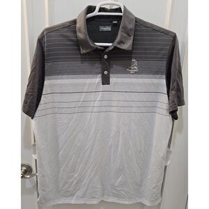 PINEHURST 1895 Golf Course Embroidered Ashworth Polo Shirt, Size XL, Grey Stripe